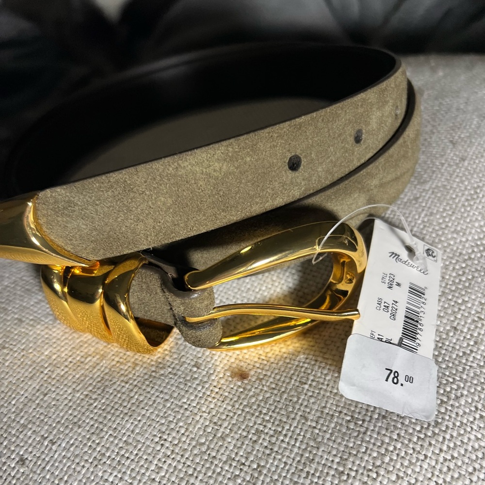 Madewell NWT leather suede belt olive green